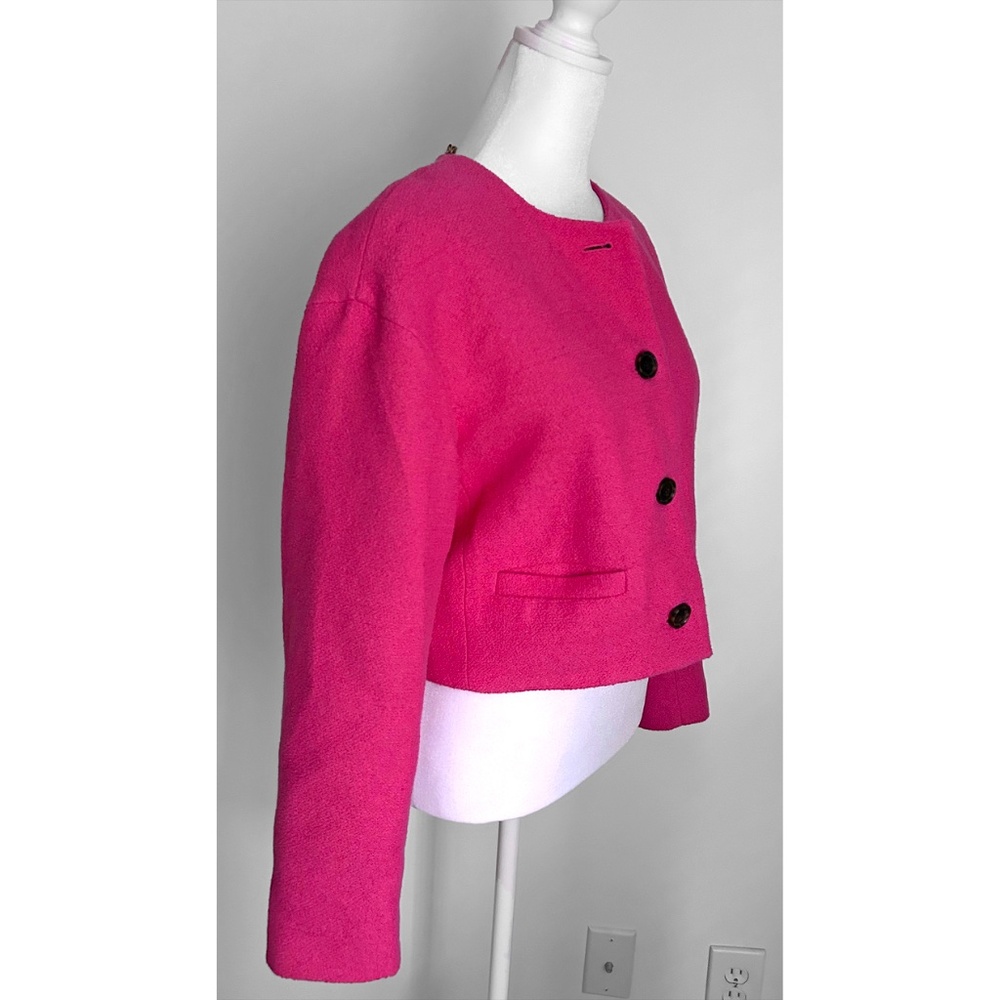 NWT! J. Crew Collection Lady Bomber Cotton Boucle Hot Pink Cropped Blazer, 4 - Picture 4 of 5